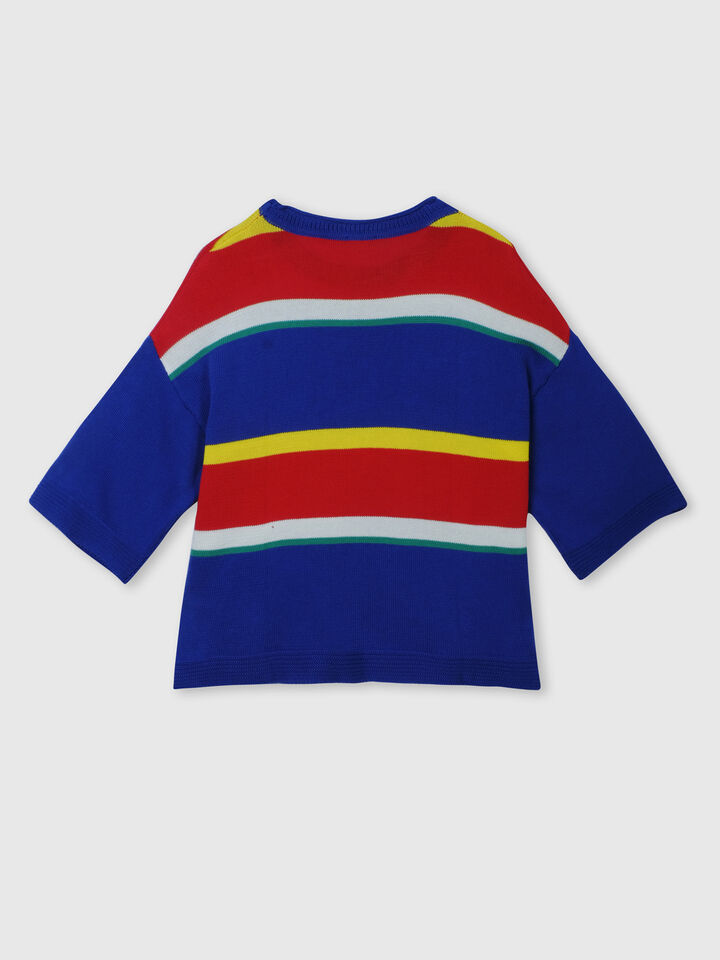 Stripe Tricot Sweater with Flared Sleeves image number 8